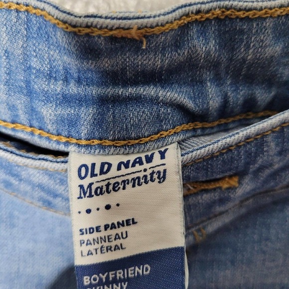 Old Navy Maternity Boyfriend Skinny Ankle jeans Size 2 Side Panels Stretch holes - Picture 4 of 8